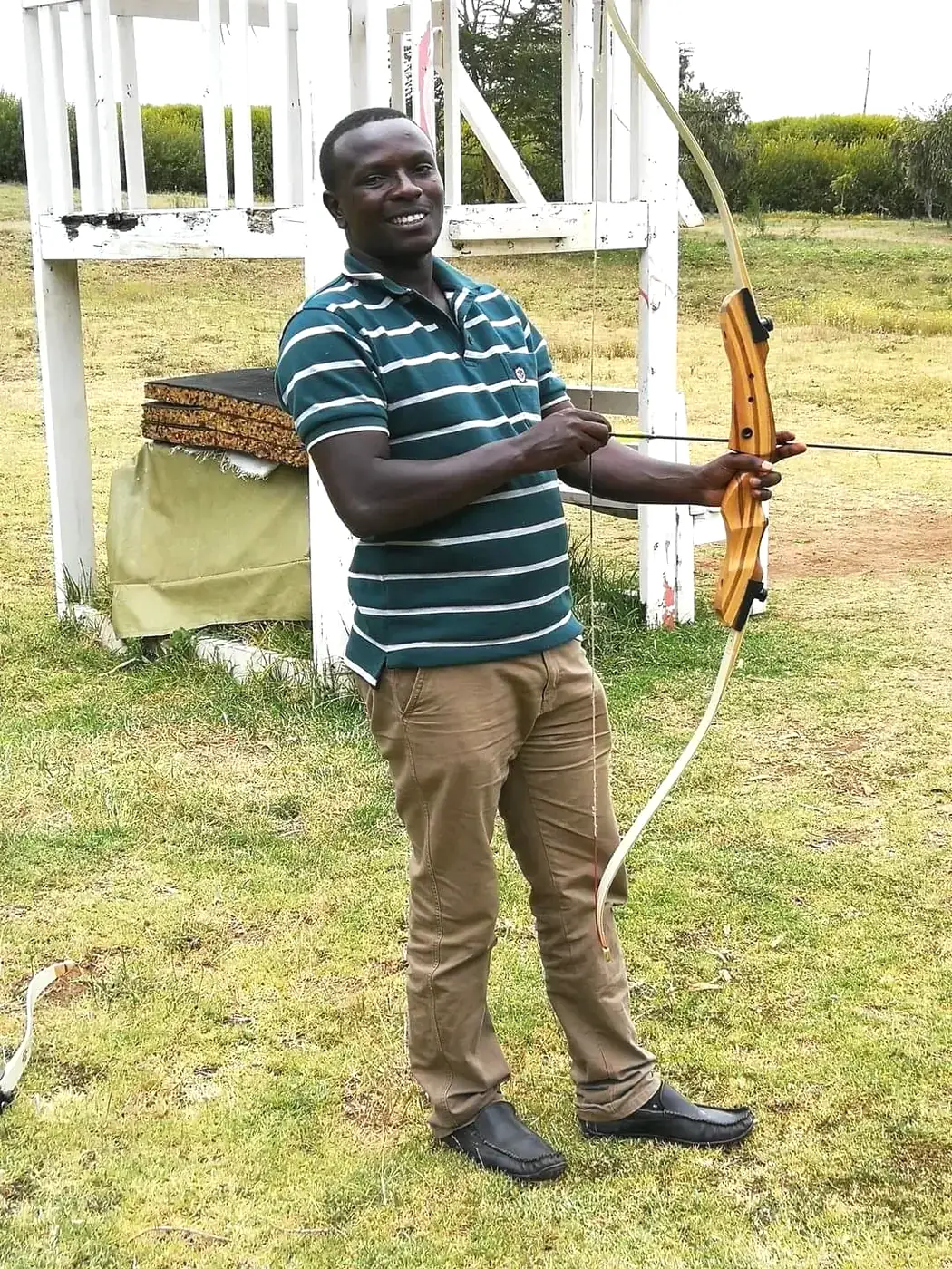 Practising archery outdoors